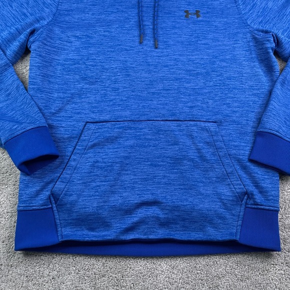 Under Armour Hoodie Mens Medium Blue Heathered Fleece Cold Gear Sweatshirt - Picture 4 of 12